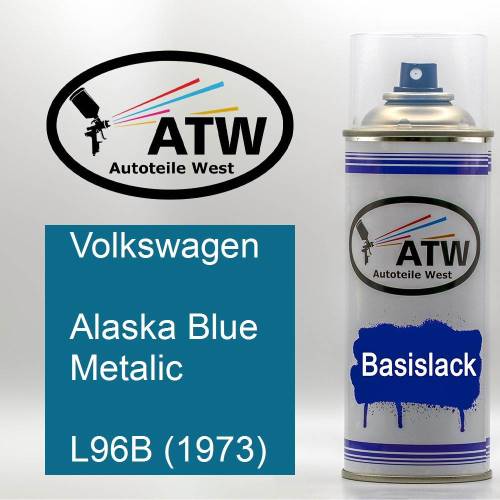 Volkswagen, Alaska Blue Metalic, L96B (1973): 400ml Sprühdose, von ATW Autoteile West.